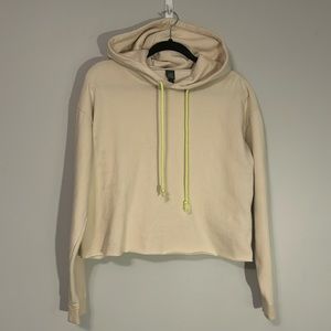 Wild Fable | Cropped Hoodie with Neon | Cream | Size Medium